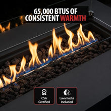 AMS 60" Rectangular Concrete GFRC Natural Gas Fire Pit Table (Dark Gray)