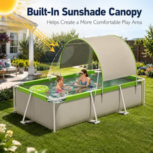 Rectangular Above Ground Pool with Canopy, Metal Frame Swimming Pool
