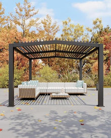 Garvee 11x13ft Louvered Pergola - Outdoor Pergolas with Adjustable Louvered Roof, Reinforced Aluminum Frame, Integrated Drainage System, Outdoor Gazebo for Deck, Patio, Backyard and Garden