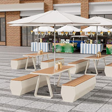 MJJRWF 3 Piece Outdoor Dining Set, Patio Table with 2 Benches, Seats 4-8 People, for Garden, Backyard, Poolside, Or Balcony(White,140x70x75cm)