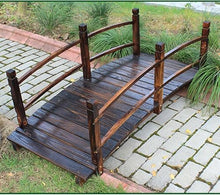 MKYOKO Garden Bridges with Safety Rails Stained Finished Wood Decorative Pond Bridges for Backyard/Cream/Farm, Outdoor Yard Walkway Path Arch Bridge