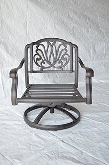 Elizabeth Outdoor Patio Set of 3 Swivel Rocker Club Chairs Cast Aluminum with Sesame Cushions