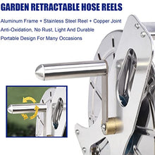Garden Wall/Floor Mount Hose Reel, 1/2" Water Hose and Stainless Steel Bracket Combo Kit, Retractable Hose Reel Butler Holder Hand Crank Swivel Stand, Water Hose Organizer Storage Hose Guide System
