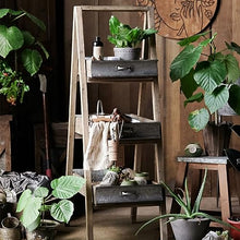 Plant Shelf For Multiple Plants Foldable Wood Flower Stand Simple Retro Storage Shelf Multifunctional Planters Flower Shelves With Drawer Plant Display Stand Wooden For Indoor Outdoor Corner