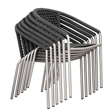Benzara Phil 21 Inch 6 Piece Dining Chair Set, Slate Gray Woven Rope, Stackable