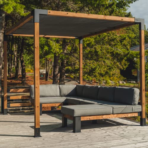 TOJAGRID Pergola Kit with Shade SAIL for 4x4 Wood Posts (10x10) Black