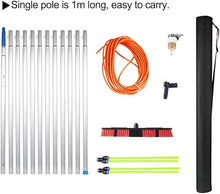 DKXCOSQ 3-12 m Wash Brush with Water Connection, Telescopic Rod Window Cleaning, Extendable Conservatory Roof, Cleaning Photovoltaic and Solar Panels, 12 m Rod, 50 cm Brush