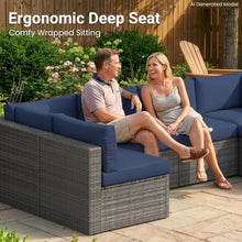 7 Piece Wicker Outdoor Patio Furniture Set, All-Weather Patio Sectional Set