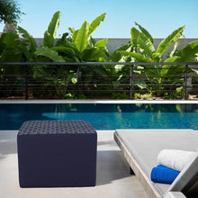 FDP 24" Square Oversized Outdoor Ottoman Featuring Sunbrella Two-Tone - Weather-Resistant, Fade-Resistant, Fully Assembled Patio Furniture for Backyard or Poolside Seating, 18" H - Indigo/Navy