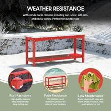 WestinTrends Malibu 55" Outdoor Patio HDPE Adirondack 2-Tier Shelf Console Table, Red