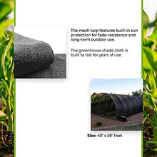 Grow1 Greenhouse 70% Shade Cloth Net with Grommets, Garden Fence Covering Tarp, Chicken Coop, Tomato Plants, 40' x 50' Feet, Black