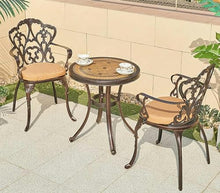 KUYBTU Garden Bench 3Pcs Cast Aluminum Bistro Set Garden Furniture Dining Table Chairs Outdoor Seat Patio Seater
