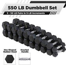 WF Athletic Supply Rubber Coated Hex Dumbbell Set - Non-Slip Hex Shape - 550LB Dumbbells Set