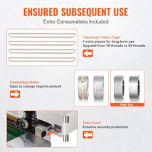 VEVOR Continuous Bag Band Sealing Machine 0.24-0.47 in Seal Width White