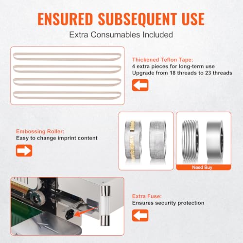 VEVOR Continuous Bag Band Sealing Machine 0.24-0.47 in Seal Width White