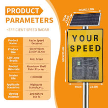SHAHRYAR 23.6"X35.4" Solar Powered Radar Speed Sign - Freeway Adjustable Speed Monitor,Ip65, Easy to Mount,Adjustable Speed Limit,with Remote Control and Accessories