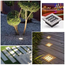 tyfuture 4 Pack Square Underground Light LED Landscape Light IP66 Waterproof AC85-265V Recessed Ground Light for Outdoor Path Walkway Deck Buried Lights(White,36W)