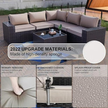 UOPYNE Patio Sectional Furniture Set, 6 Piece All Weather Backyard Conversation Seat, Wicker Conversation Sets, Rattan Sofa Chair with Cushion for Garden, Poolside, Backyard, Porch
