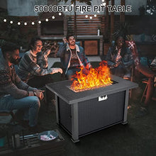 Garvee 44 in Propane Fire Pit Table, 50000BTU Rectangle Fire Table with Cover & Rain Cover, Sturdy Steel and Iron Fence Surface, CSA Safety Certified, Companion for Your Garden