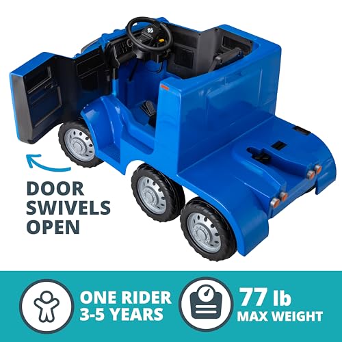 Kid Trax 12V Kids Ride On Semi-Truck with Trailer Blue