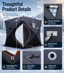 ZHIGUANYUN Outdoor Sauna, Portable Insulated Sauna Tent, Snow- and Windproof with Stove Jack for Garden and Ice Fishing Blackmodel-1.8M