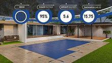 WaterWarden Inground Pool Safety Cover 16’ x 32’ with Left End Step, 15-Year Warranty, UL Classified to ASTM F1346, Triple Stitched for MAX Strength, Abrasion Resistant, Hardware Included, Blue Mesh