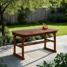 Walker Edison Maui Modern Solid Acacia Wood Slatted Patio Dining Table, 78 Inch, Dark Brown
