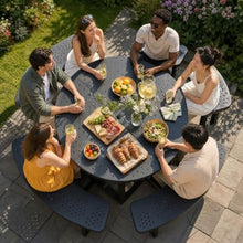 DWVO 38" Round Metal Picnic Table with Umbrella Hole