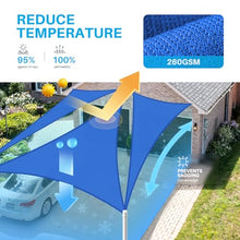 Patio Paradise 44' x 48' x 65.1' Triangle Super Ring Sun Shade Sail Blue, Large Shade Canopy Outdoor Heavy Duty Strengthen UV Block Fabric A-Ring Metal Spring Reinforcement - Customized