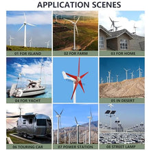 Wind Turbines, 5 Blade Professional Wind Turbines Small Windmill Generator 12000W Industrial, Solar and Wind Power Parts and Accessories, 3 Phase AC Permanent Magnet Generator,Red-12V