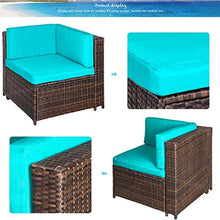 Outdoor Patio Furniture Set Garden Furniture Set PE Rattan Combination Garden Furniture Corner Sofa Set Outdoor Conversation Terrace Furniture Suitable for Garden Pool Balcony Furniture Fashi (B)