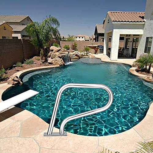 Swimming Pool Handrail 304 Stainless Steel 3-Bend Swimming Pool Grab Ladder 81×57cm Safety Railing Easy to Install