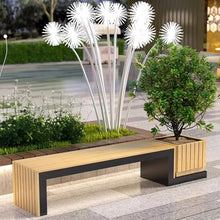 HYgloF Patio Benches Backless Wooden Bench with Steel Bottom Plate, Suitable for Outdoor Porch, Courtyard, Terrace, Park Seats Garden Bench(Large)
