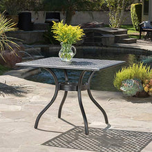 Christopher Knight Home Cayman Cast Aluminum Square Table, Black Sand Dimensions: 39.50”L x 39.50”W x 29.50”H