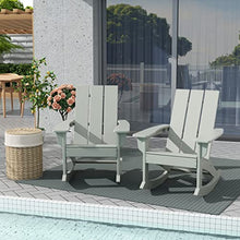 WestinTrends Ashore Patio Rocking Chairs Set of 4, All Weather Poly Lumber Plank Adirondack Rocker Chair, Modern Farmhouse Outdoor Rocking Chairs for Porch Garden Backyard and Indoor, Sand
