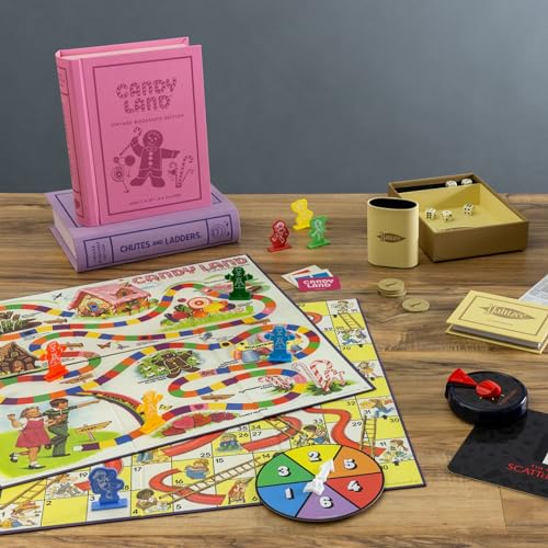 WS Game Company Vintage Bookshelf Board Games Collection Modern Burlap