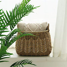 GUANKAOBING Rattan Woven Basket Seagrass Woven Oval Debris Storage Basket with Handle