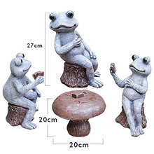 SAeWare 4PCS Garden Ornament Table and 3 Frogs Playing,Micro Landscape Decor Hope Enjoy Peace DIY Crafts