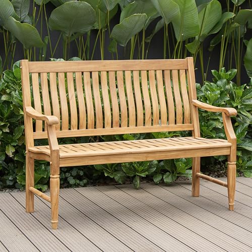 Cambridge Casual Texas 4-Foot Teak Wood Outdoor Garden Bench for Patio Furniture, Weather-Resistant, Stylish and Durable Seating