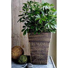 The HC Companies Avino 16 Inch Square Plastic Accent Outdoor Flower Planter Pot for Garden, Patio, Porch, Deck, or Balcony, Celtic Bronze (12 Pack)