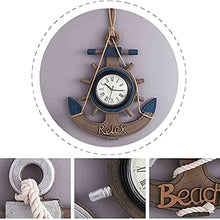 Vintage Wooden Ship Anchor Outdoor Garden Wall Clock, Mediterranean Style Large Outdoor Clock Beach Sea Theme Outside Wall Clock