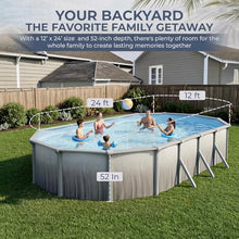 Blue Wave Martinique 12x24-ft Oval 52-in Deep Hard Sided Steel Wall Above Ground Pool with 7-in Top Seats, 6-in Verticals, Skimmer & Vinyl Liner - 6,300 Gallon Cap for Family Swimming & Recreation