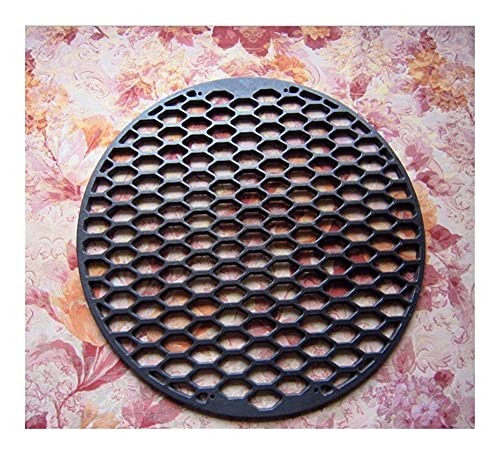 TEOYETTSF Cooking Grill,Cast Iron Black Matt Porcelain Enameled Round Barbecue Net
