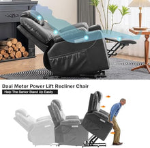 UOPYNE Large Lay Flat Power Lift Recliner Chair with Heat and Massage, Leather Electric Reclining Sofa with Remote Control, Cup Holder, USB Type C Charging Ports, Gray