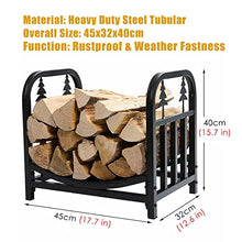 Tiuheyo Wrought Iron Firewood Rack, Indoor and Outdoor Patio Wood Stacking Rack with Wood Storage Rack, Fireplace Decorative Rack