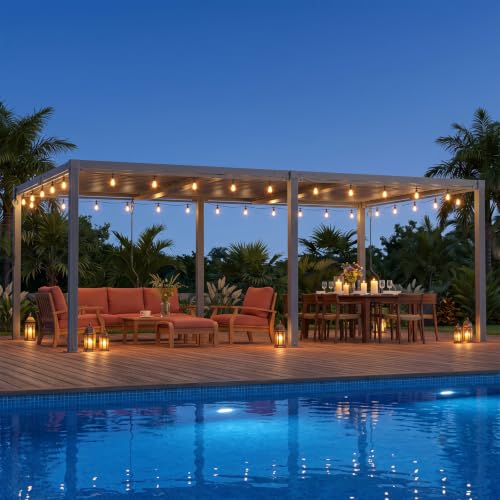 ADRERIC Louvered Pergola 12'x20' Outdoor Pergola with Roof, Heavy Duty Aluminum Frame, Hardtop Gazebo with Adjustable Louvers for Patio, Deck and Backyard, Gray
