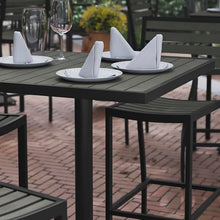 BizChair Commercial Grade Bar Height Patio Table, Indoor/Outdoor Bistro Table with Poly Resin Slats, 30" Square, Gray Wash