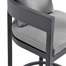Armen Living Argiope Modern Outdoor Patio Bar Table and Stools Set 5 Piece Dark Grey