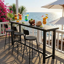 MISXEOE Outside Patio Bar Table Extra Long 47.2"-102.4", Outdoor Wood High Bar Table Counter Height Tables, Weather Resistant for Balcony, Pool, Garden, Backyard(Black 2,86.6"x15.7"x41.3")