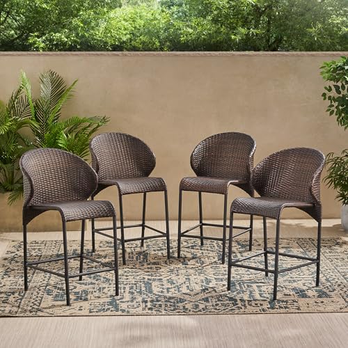 Seeheool Rattan Counter Stool, Set of 4